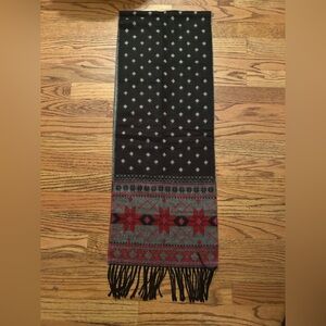 Merona Men's Rustic Outdoorsy Patterned Black Grey Red Winter Fringed Scarf